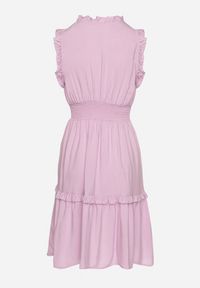 Born2be - Fioletowa Sukienka z Wiskozą o Rozkloszowanym Kroju Bez Rękawów Folerose. Typ kołnierza: dekolt w serek. Kolor: fioletowy. Materiał: wiskoza. Długość rękawa: bez rękawów. Sezon: wiosna, lato. Typ sukienki: rozkloszowane. Styl: elegancki #5