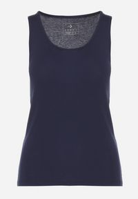 Born2be - Granatowy Bawełniany Top w Klasycznym Stylu Fevoirae. Okazja: na co dzień. Kolor: niebieski. Materiał: bawełna. Styl: klasyczny #7