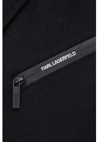 Karl Lagerfeld płaszcz wełniany kolor czarny przejściowy. Kolor: czarny. Materiał: wełna. Styl: klasyczny
