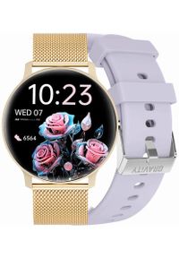 Gravity - Zegarek SMARTWATCH - GT1-8 PRO YE/YE/VT siatka mesh/fioletowy pasek. Rodzaj zegarka: smartwatch. Kolor: fioletowy. Materiał: mesh