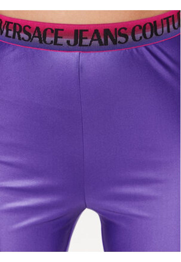 Versace Jeans Couture Legginsy 74HAC101 Fioletowy Slim Fit. Kolor: fioletowy. Materiał: syntetyk