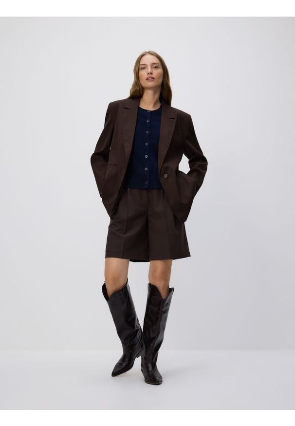 Reserved - Wełniana kamizelka - granatowy. Kolor: niebieski. Materiał: wełna