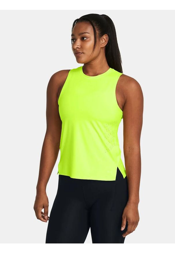 Under Armour - Koszulka damska tank top UNDER ARMOUR 1383363 bez rękawów. Kolor: żółty. Materiał: nylon. Długość rękawa: bez rękawów