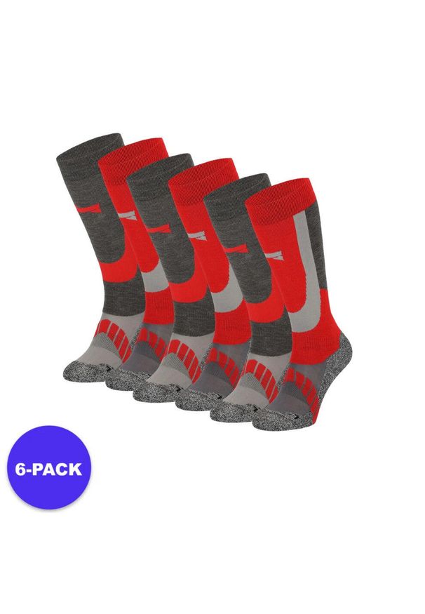 XTREME - Skarpety narciarskie dla dorosłych unisex 6 par. Kolor: czerwony. Materiał: akryl, wełna, poliamid. Sport: narciarstwo