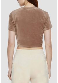 Guess - GUESS Brązowy damski top Couture Tee. Kolor: brązowy #5