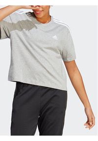 Adidas - adidas T-Shirt Essentials 3-Stripes Single Jersey Crop Top HR4916 Szary Loose Fit. Kolor: szary. Materiał: bawełna #6