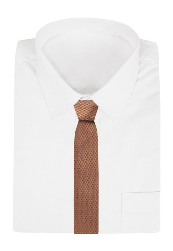 Krawat Męski - Angelo di Monti - Brązowy z Drobnym Wzorem. Kolor: brązowy, beżowy, wielokolorowy. Materiał: tkanina. Styl: elegancki, wizytowy