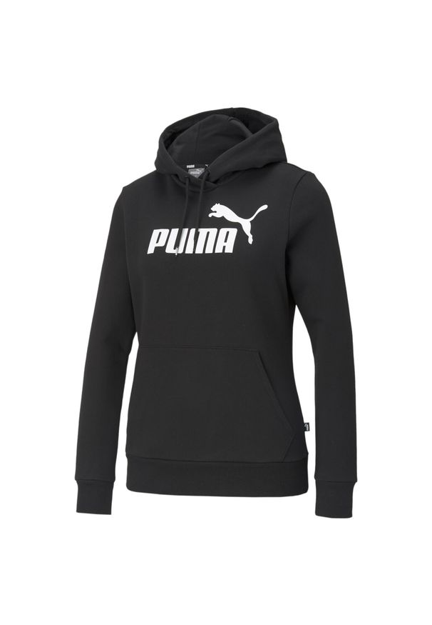 Puma - Damska bluza z kapturem z logo Essentials PUMA Black. Typ kołnierza: kaptur. Kolor: czarny. Materiał: polar. Sezon: zima
