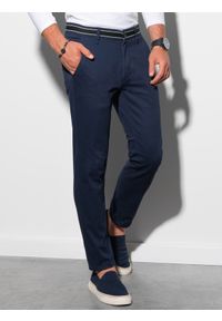 Ombre Clothing - Spodnie męskie chino P156 - granatowe - XXL. Okazja: na co dzień. Kolor: niebieski. Materiał: bawełna, elastan, tkanina. Styl: klasyczny, casual