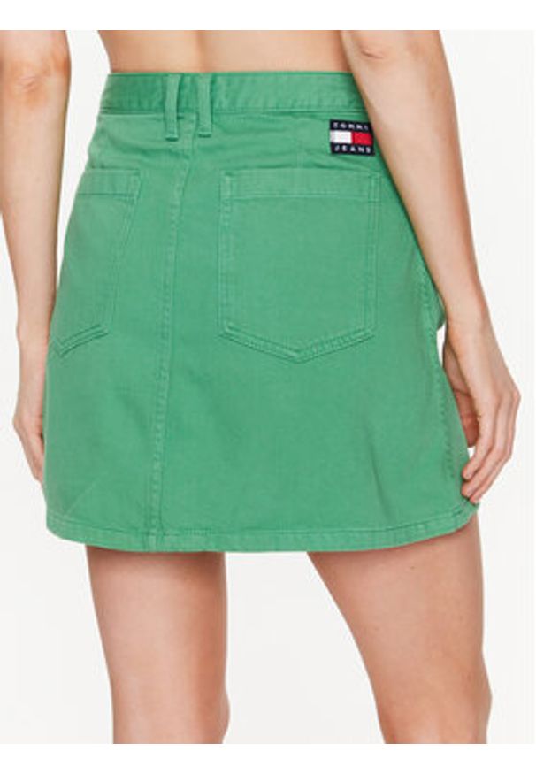 Tommy Jeans Spódnica A-Line DW0DW15663 Zielony Regular Fit. Kolor: zielony. Materiał: bawełna