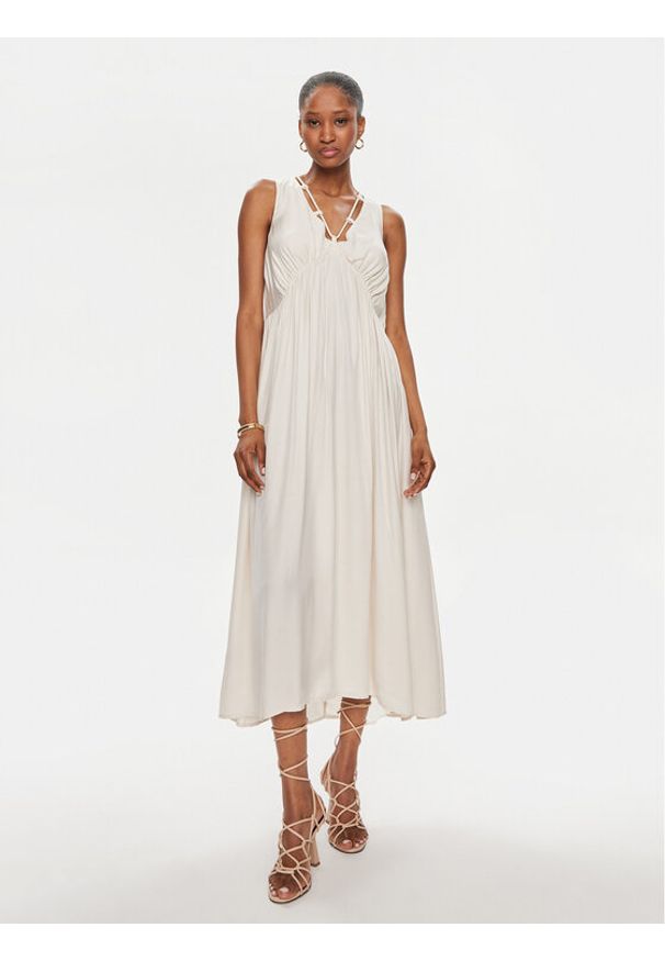 Pinko Sukienka codzienna Nemesi Abito 103562 A1WU Écru Regular Fit. Okazja: na co dzień. Materiał: wiskoza. Typ sukienki: proste. Styl: casual