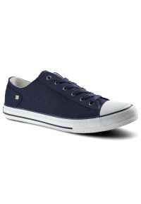 Big-Star - Granatowe Trampki Big Star Męskie Lekkie Półbuty. Okazja: na co dzień, na randkę. Zapięcie: pasek. Kolor: niebieski. Materiał: materiał, jeans. Szerokość cholewki: normalna. Styl: klasyczny, casual