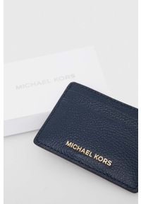 MICHAEL Michael Kors etui na karty skórzane damski kolor granatowy. Kolor: niebieski. Materiał: skóra. Wzór: gładki #4
