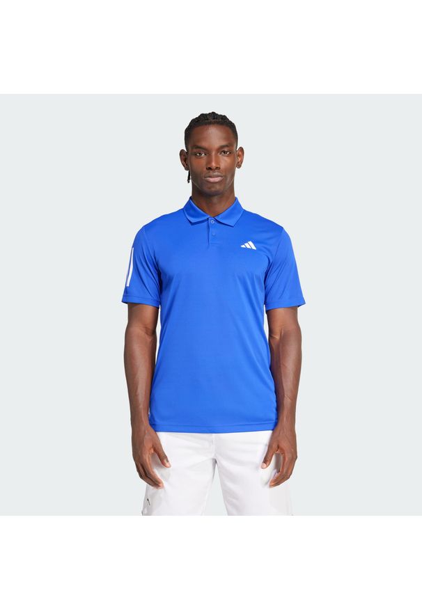 Adidas - Club 3-Stripes Tennis Polo Shirt. Typ kołnierza: polo. Kolor: niebieski. Materiał: materiał