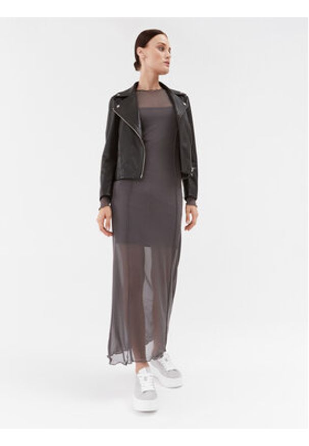 Brave Soul Sukienka codzienna LDRJ-225DAISIE Szary Regular Fit. Okazja: na co dzień. Kolor: szary. Materiał: syntetyk. Typ sukienki: proste. Styl: casual