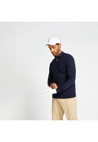 INESIS - Sweter do golfa MW500 męski. Typ kołnierza: golf. Kolor: niebieski. Materiał: bawełna, materiał. Sport: golf
