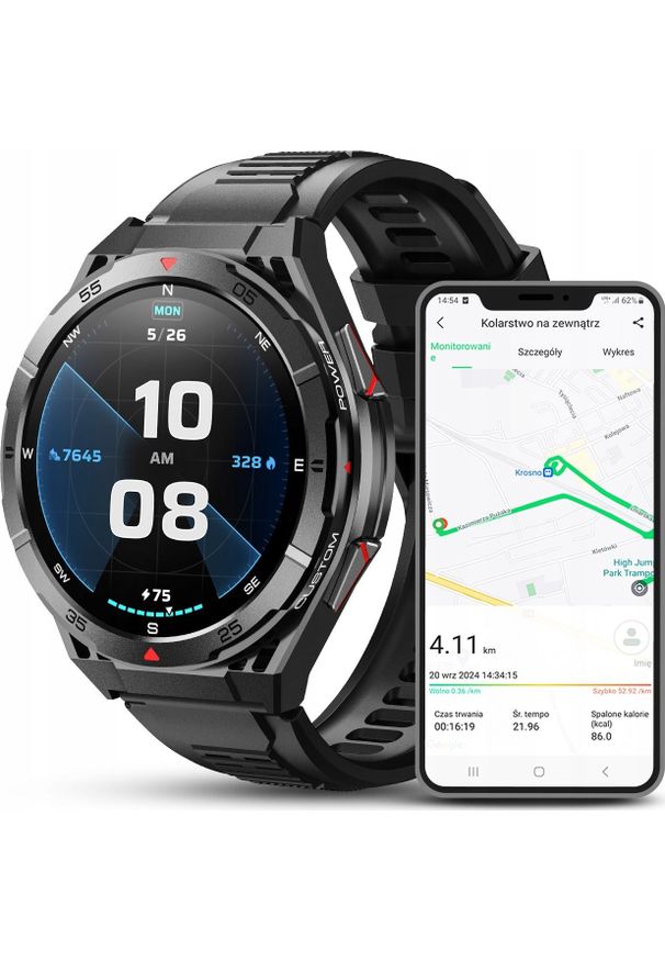 JG Smart - SMARTWATCH MĘSKI GPS MENU POLSKIE WODOODPORNY SPORT ROZMOWY SMART WATCH PL. Rodzaj zegarka: smartwatch. Styl: sportowy