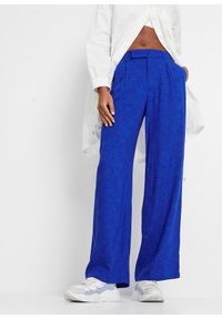 bonprix - Spodnie palazzo z lejącej wiskozy. Kolor: niebieski. Materiał: wiskoza. Wzór: nadruk, paisley #1