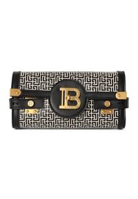 Balmain - BALMAIN Czarno-biała torebka B-buzz Pouch 23-cuir Emb Pb. Kolor: wielokolorowy. Materiał: skórzane