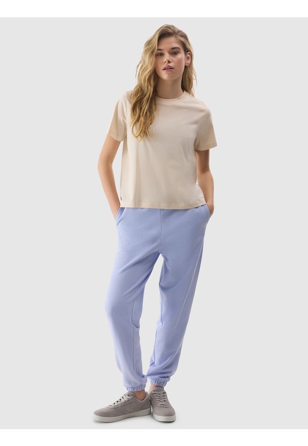 4f - 4F T-shirt gładki z bawełną organiczną damski - beżowy XXL. Okazja: na co dzień. Kolor: beżowy. Materiał: bawełna. Wzór: gładki. Sezon: lato. Styl: sportowy, casual