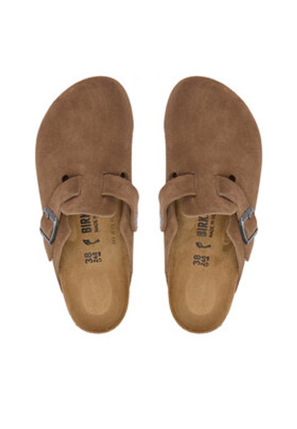Birkenstock Klapki Boston 1032795 Brązowy. Kolor: brązowy. Materiał: zamsz, skóra