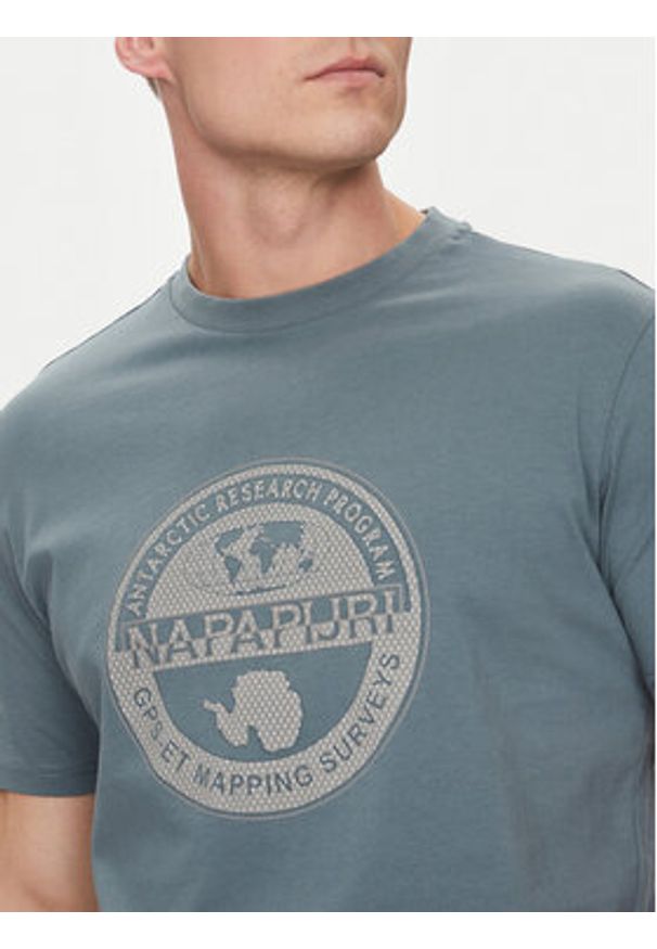 Napapijri T-Shirt S-Bollo NP0A4I3C Niebieski Regular Fit. Kolor: niebieski. Materiał: bawełna