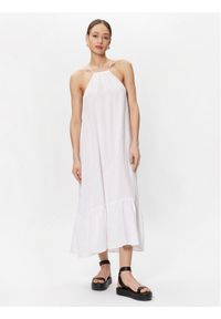 Replay Sukienka letnia W9004.000.84614G Biały Regular Fit. Kolor: biały. Materiał: len. Sezon: lato