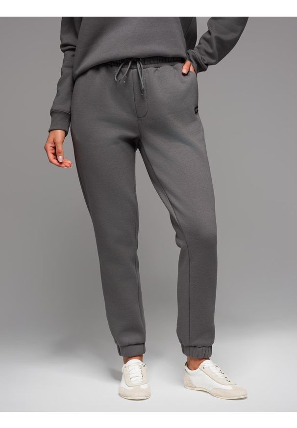 Ombre Clothing - Klasyczne spodnie dresowe ze ściągaczami unisex– szare V18. Kolor: szary. Materiał: dresówka. Wzór: aplikacja. Styl: klasyczny