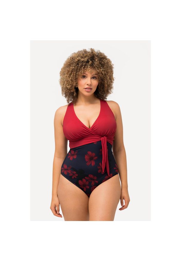 ULLA POPKEN - Damski Strój kąpielowy przesuwany węzeł miękkie miseczki. Kolekcja: plus size. Kolor: czerwony. Materiał: poliamid, poliester, materiał, elastan
