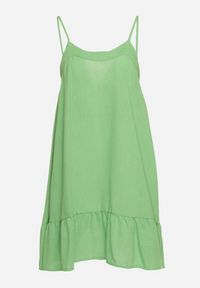 Born2be - Jasnozielona Rozkloszowana Sukienka na Ramiączkach Wiązana z Tyłu Naisa. Kolor: zielony. Długość rękawa: na ramiączkach. Sezon: wiosna, lato. Styl: elegancki #5