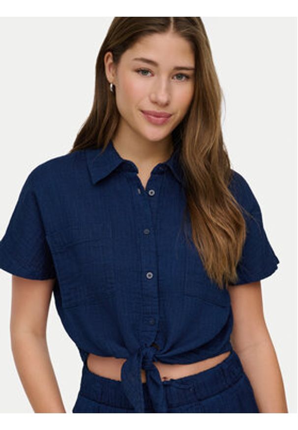 only - ONLY Koszula Leoni 15367290 Granatowy Regular Fit. Kolor: niebieski. Materiał: bawełna