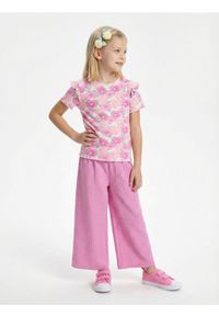 Sinsay - Jeansy wide leg - różowy. Kolor: różowy #1