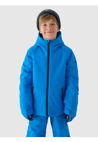 4f - 4F Kurtka narciarska membrana 5000 chłopięca - niebieska 164 (13-14 lat). Okazja: na co dzień. Typ kołnierza: kaptur. Kolor: niebieski. Materiał: dzianina, materiał, tkanina, poliester. Wzór: gładki. Sezon: lato, zima. Styl: casual, klasyczny, sportowy #1