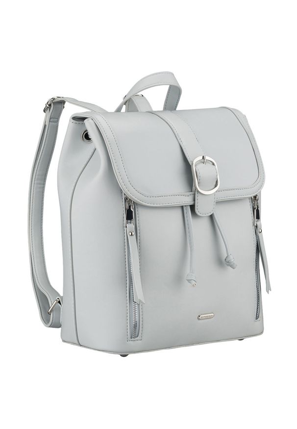ROVICKY - Pojemny plecak damski ze skóry ekologicznej w szarym kolorze wyposażony w nóżki ochronne Rovicky R-L61409. Kolor: szary. Materiał: skóra ekologiczna