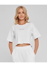 SELF LOVE - Biały t-shirt New York. Okazja: na co dzień. Kolor: biały. Materiał: jeans, dresówka, bawełna. Wzór: nadruk. Styl: casual, sportowy, elegancki #1