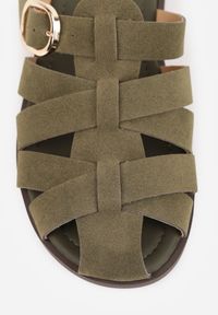 Born2be - Zielone Klapki z Paskami w Stylu Gladiatorek z Klamerką Lorianatea. Okazja: na co dzień. Kolor: zielony. Materiał: jeans. Sezon: lato. Styl: casual #6