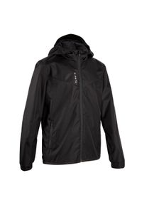 KIPSTA - Kurtka przeciwdeszczowa do piłki nożnej Kipsta T500 dla dzieci. Kolor: czarny, szary, wielokolorowy. Materiał: poliester, materiał. Sport: piłka nożna #1