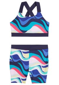 bonprix - Sportowe bikini dziewczęce (2 części) z poliamidu z recyklingu. Kolor: czarny. Materiał: poliamid. Wzór: kolorowy #1