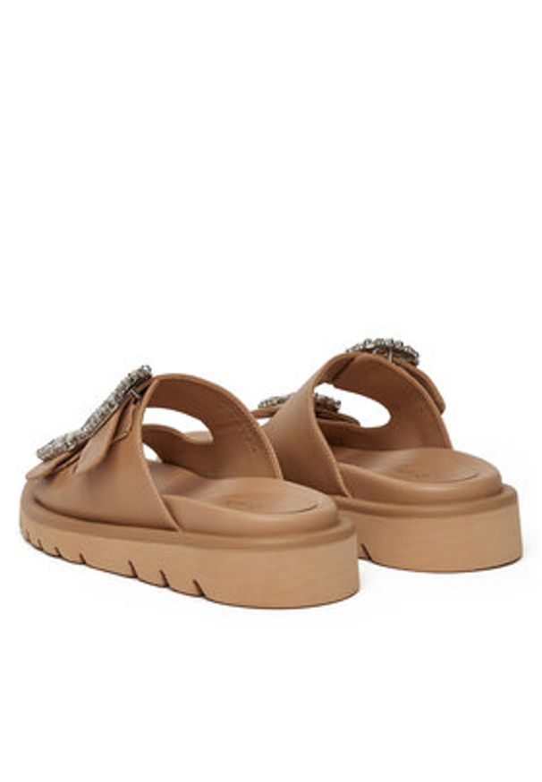 Eva Minge Klapki LILY-VII75-06-1 Beżowy. Kolor: beżowy. Materiał: skóra