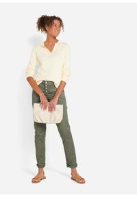 bonprix - Spodnie z bawełny ze stretchem z efektem kreszowania. Kolor: zielony. Materiał: bawełna #2