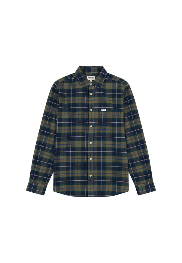 Wrangler - WRANGLER MĘSKA KOSZULA 1 PKT FLANNEL SHIRT DUSTY OLIVE 112356769 W564017359