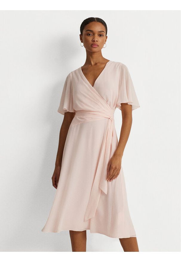 Lauren Ralph Lauren Sukienka koktajlowa 250909381007 Różowy Slim Fit. Kolor: różowy. Materiał: syntetyk. Styl: wizytowy