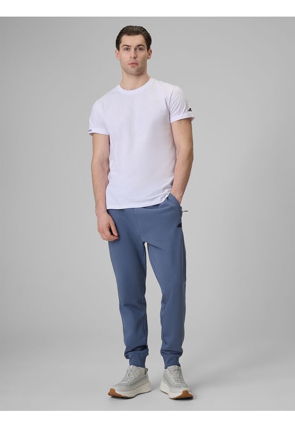 4f - 4F T-shirt regular gładki męski - biały XXL. Okazja: na co dzień. Kolor: biały. Materiał: dzianina, materiał, bawełna. Wzór: gładki. Styl: casual, klasyczny