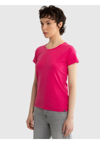 Big-Star - Koszulka damska z bawełny supima różowa Supiclassica 602. Okazja: na co dzień. Kolor: różowy. Materiał: bawełna. Wzór: aplikacja. Styl: casual, elegancki, sportowy #5