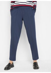 bonprix - Spodnie Punto di Roma ze szczypankami i wygodnym elastycznym paskiem w talii. Kolor: niebieski #1