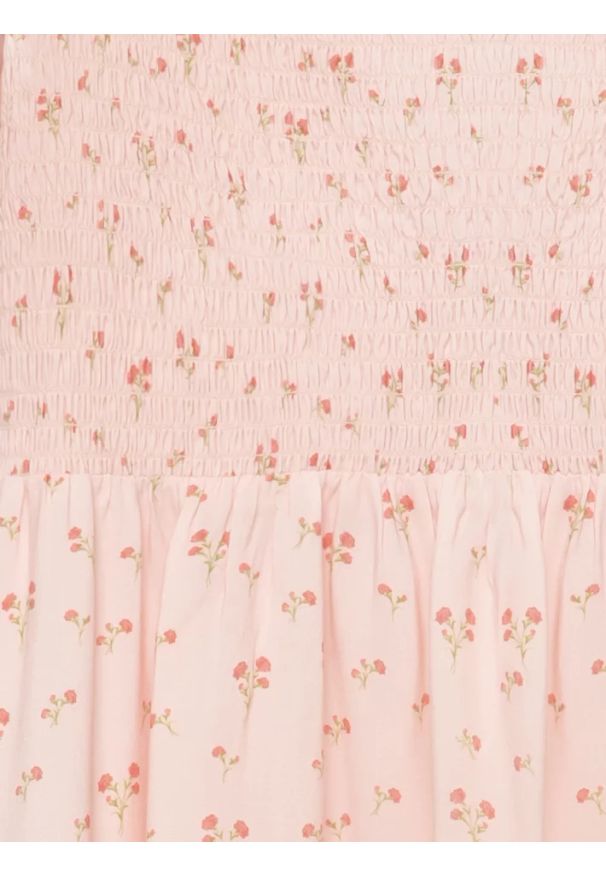 Big-Star - Sukienka damska midi z wiskozy z motywem kwiatowym różowa Bler 600. Typ kołnierza: dekolt w karo. Kolor: różowy. Materiał: wiskoza. Wzór: kwiaty. Długość: midi