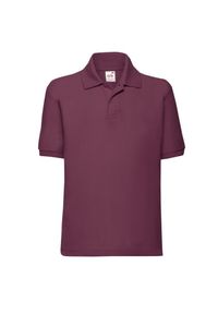 FRUIT OF THE LOOM - Koszulka Polo Dla Dzieci 65/35. Typ kołnierza: polo. Kolor: czerwony, wielokolorowy, brązowy