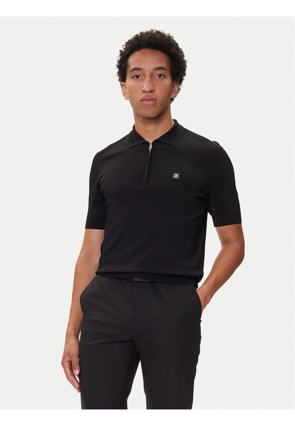 Hugo - HUGO Polo Sayfong-4 50542750 Czarny Regular Fit. Typ kołnierza: polo. Kolor: czarny. Materiał: wiskoza