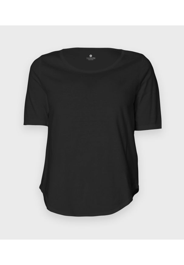 MegaKoszulki - Damska koszulka trzy czwarte (bez nadruku, gładka) - czarna. Kolor: czarny. Wzór: gładki