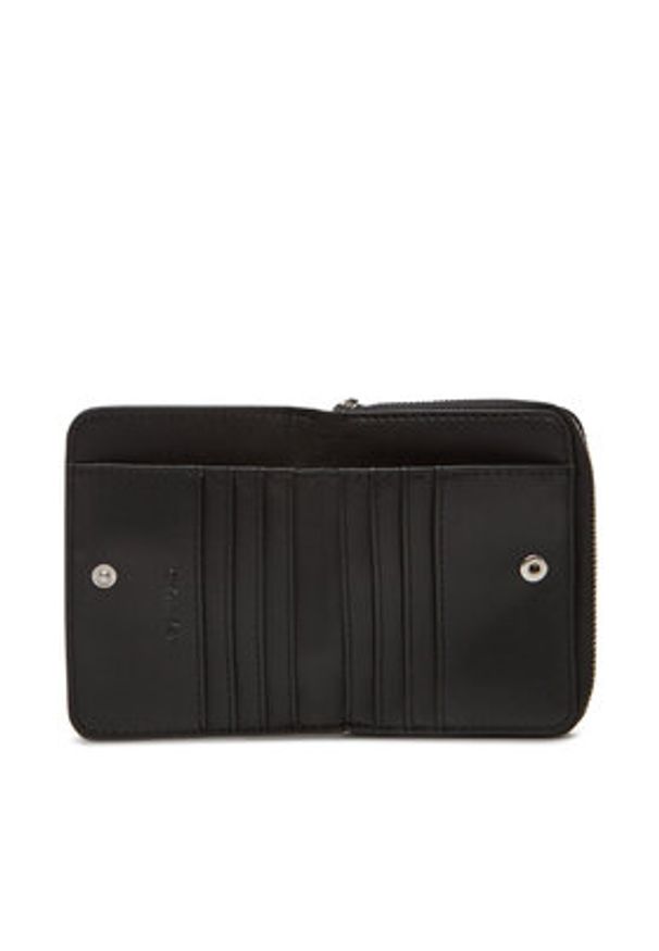 Calvin Klein Mały Portfel Damski Ck Must Aop Md Zip Around W Flap LV04F1037G Czarny. Kolor: czarny. Materiał: skóra